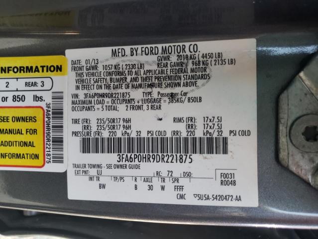 Photo 10 from auction – 2013 FORD FUSION SE with VIN 3FA6P0HR9DR221875