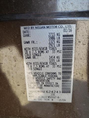 Photo 10 from auction – 2016 NISSAN PATHFINDER with VIN 5N1AR2MNXGC624243