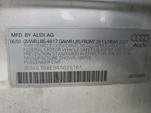 Photo 10 from auction – 2004 AUDI A4 3.0 QUA with VIN WAULT68E94A025161