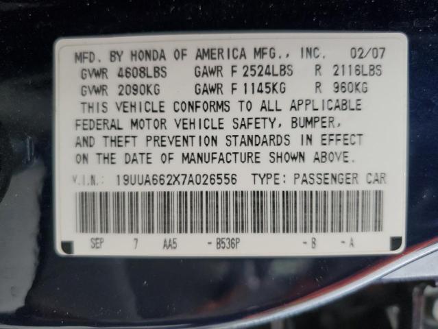 Photo 10 from auction – 2007 ACURA TL with VIN 19UUA662X7A026556