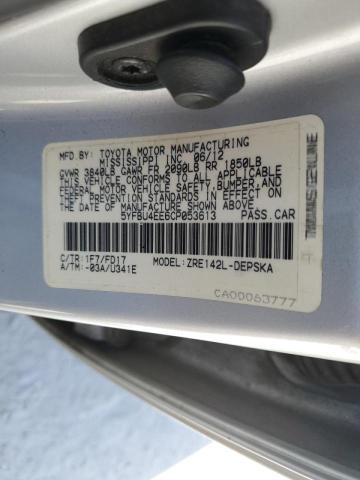 Photo 10 from auction – 2012 TOYOTA COROLLA BA with VIN 5YFBU4EE6CP053613