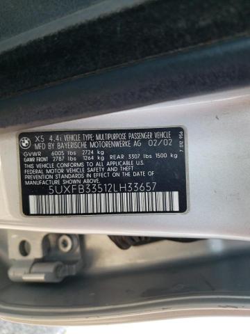 Photo 10 from auction – 2002 BMW X5 4.4I with VIN 5UXFB33512LH33657