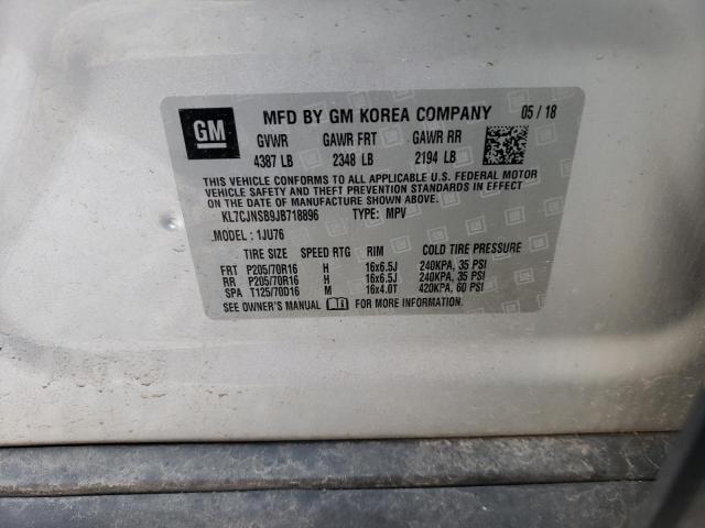 Photo 10 from auction – 2018 CHEVROLET TRAX LS with VIN KL7CJNSB9JB718896