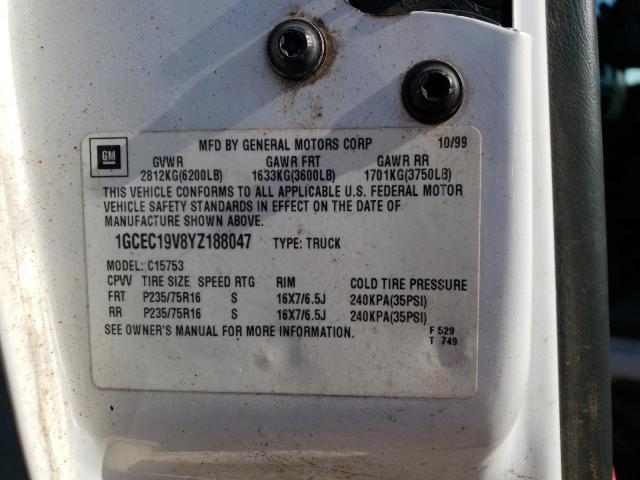 Photo 10 from auction – 2000 CHEVROLET SILVERADO with VIN 1GCEC19V8YZ188047