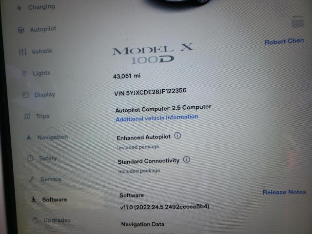 Photo 8 from auction – 2018 TESLA MODEL X with VIN 5YJXCDE28JF122356