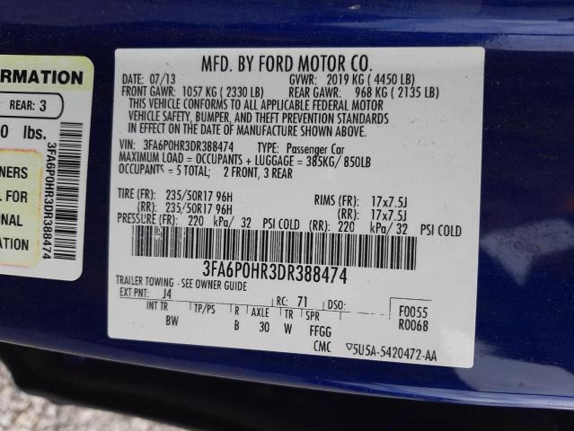 Photo 10 from auction – 2013 FORD FUSION SE with VIN 3FA6P0HR3DR388474