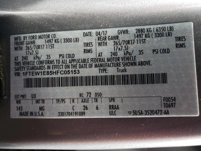 Photo 10 from auction – 2017 FORD F150 SUPER with VIN 1FTEW1E85HFC05153