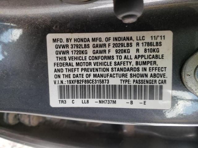 Photo 10 from auction – 2012 HONDA CIVIC EX with VIN 19XFB2F89CE315873