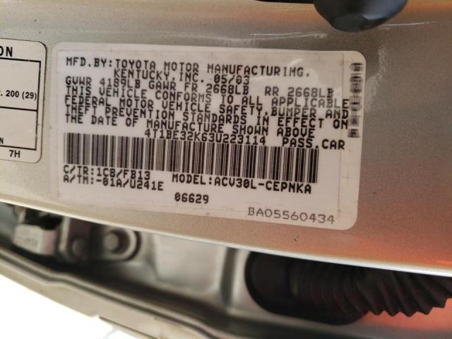Photo 10 from auction – 2003 TOYOTA CAMRY LE with VIN 4T1BE32K63U223114