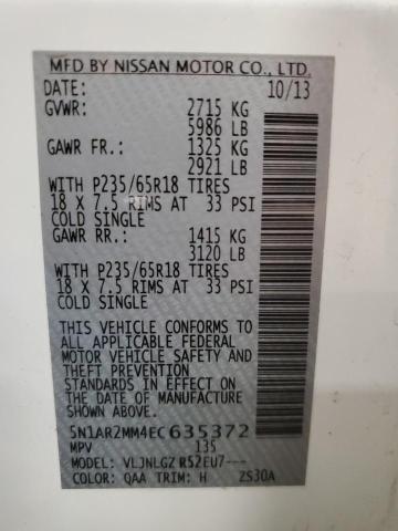 Photo 10 from auction – 2014 NISSAN PATHFINDER with VIN 5N1AR2MM4EC635372
