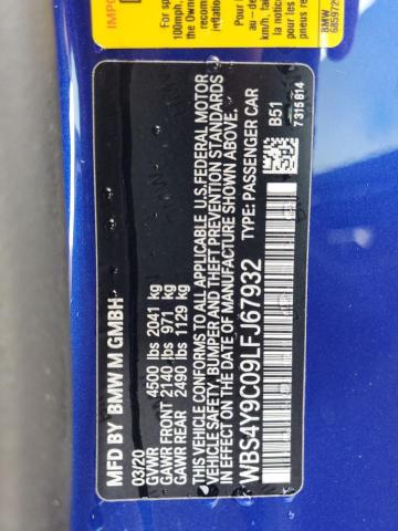 Photo 10 from auction – 2020 BMW M4 with VIN WBS4Y9C09LFJ67932