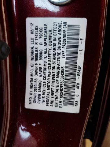 Zdjęcie 10 z aukcji – 2012 HONDA CIVIC LX z VIN 19XFB2F55CE043845