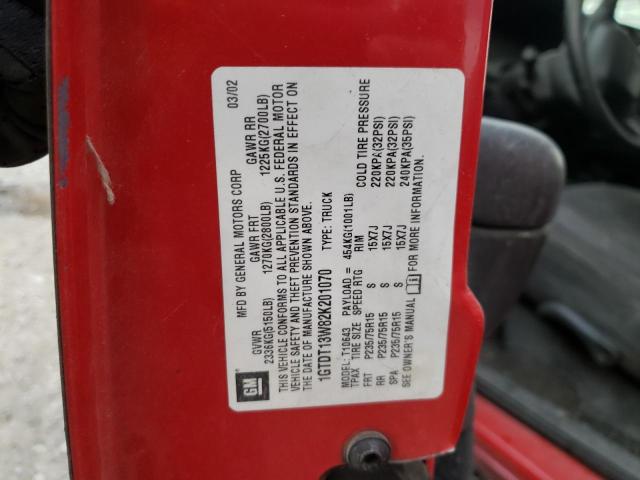 Photo 10 from auction – 2002 GMC SONOMA with VIN 1GTDT13W82K201070