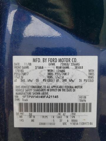 Photo 10 from auction – 2009 FORD F150 SUPER with VIN 1FTPW14V49FA21145