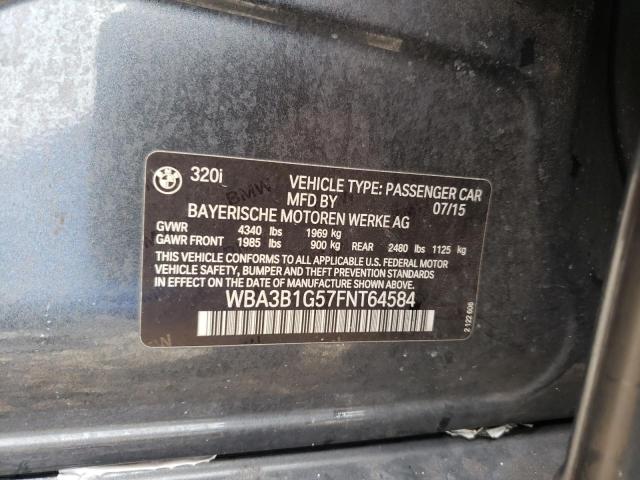 Photo 10 from auction – 2015 BMW 320 I with VIN WBA3B1G57FNT64584