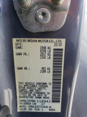 Photo 10 from auction – 2011 NISSAN ALTIMA S with VIN 1N4AL2EP9BC118942