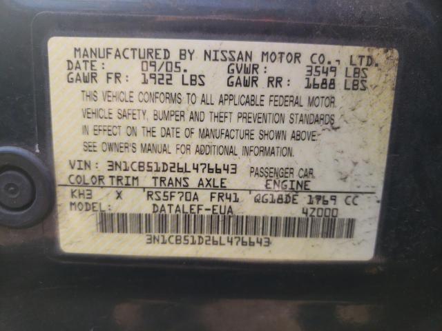 Photo 10 from auction – 2006 NISSAN SENTRA 1.8 with VIN 3N1CB51D26L476643