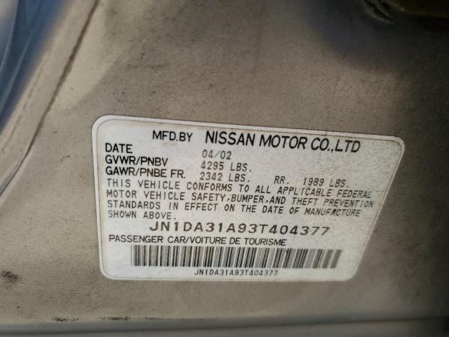Photo 10 from auction – 2003 NISSAN MAXIMA GLE with VIN JN1DA31A93T404377