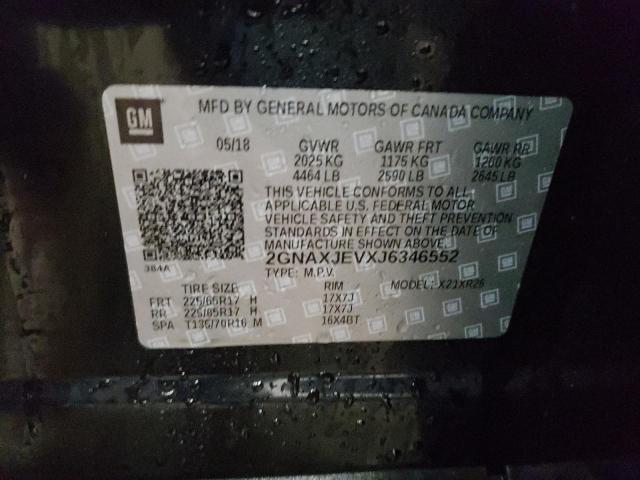 Photo 10 from auction – 2018 CHEVROLET EQUINOX LT with VIN 2GNAXJEVXJ6346552