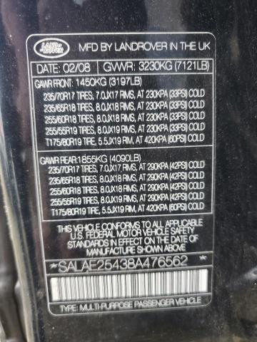 Photo 10 from auction – 2008 LAND ROVER LR3 SE with VIN SALAE25438A476562