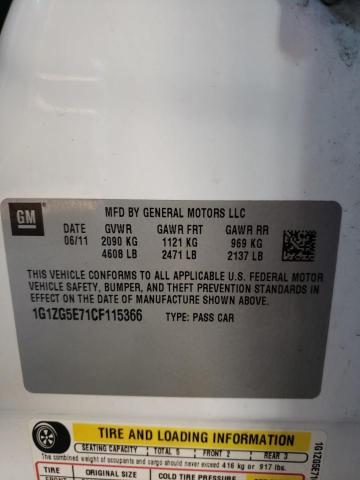 Photo 10 from auction – 2012 CHEVROLET MALIBU LTZ with VIN 1G1ZG5E71CF115366