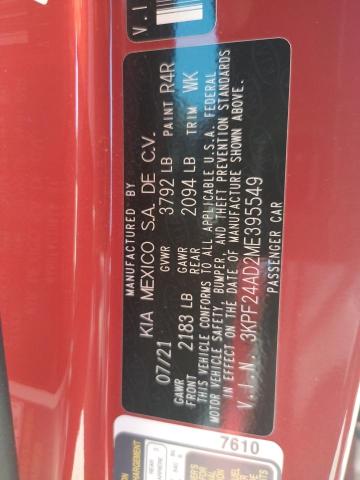 Photo 10 from auction – 2021 KIA FORTE FE with VIN 3KPF24AD2ME395549