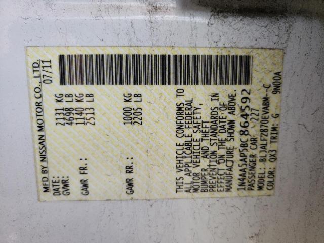 Photo 10 from auction – 2011 NISSAN MAXIMA S with VIN 1N4AA5AP5BC864592