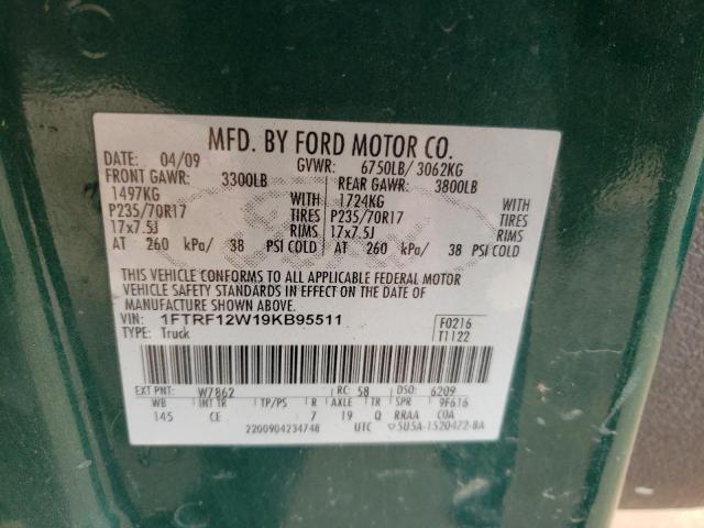 Photo 10 from auction – 2009 FORD F150 with VIN 1FTRF12W19KB95511