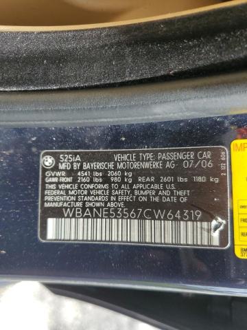 Photo 10 from auction – 2007 BMW 525 I with VIN WBANE53567CW64319