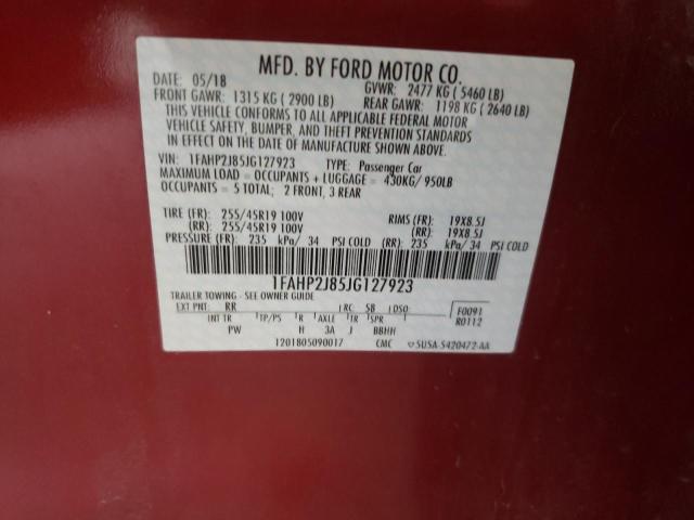 Photo 10 from auction – 2018 FORD TAURUS LIM with VIN 1FAHP2J85JG127923