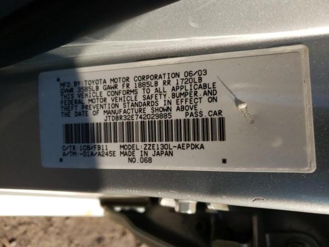 Photo 10 from auction – 2004 TOYOTA COROLLA CE with VIN JTDBR32E742029885