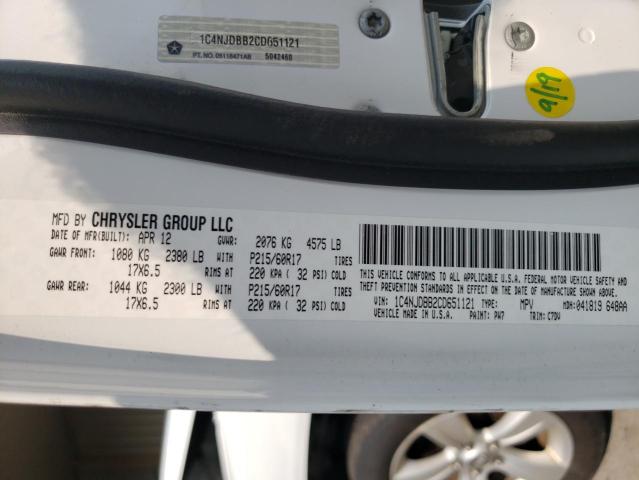 Photo 10 from auction – 2012 JEEP COMPASS SP with VIN 1C4NJDBB2CD651121