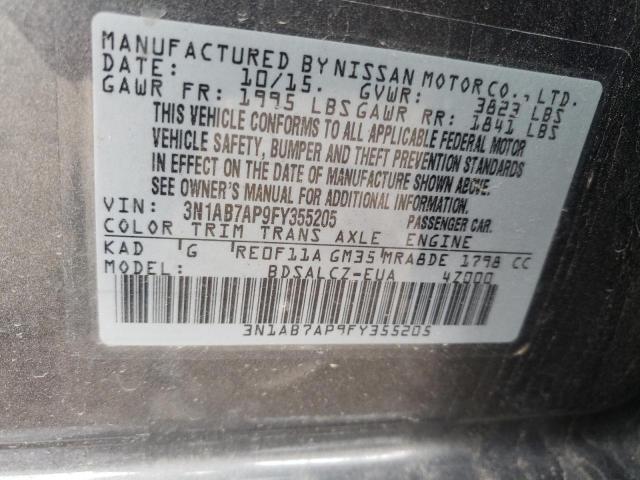 Photo 10 from auction – 2015 NISSAN SENTRA S with VIN 3N1AB7AP9FY355205