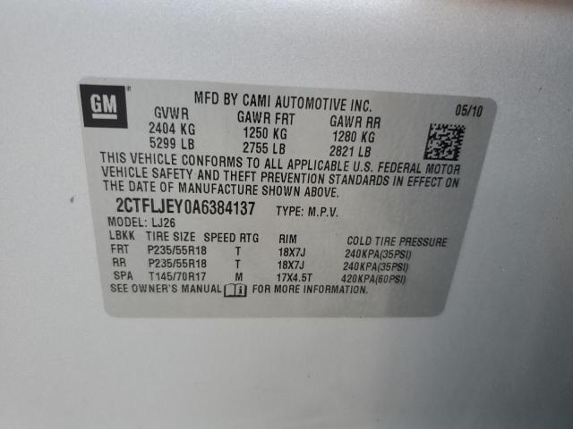 Photo 10 from auction – 2010 GMC TERRAIN SL with VIN 2CTFLJEY0A6384137