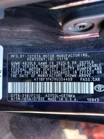 Photo 10 from auction – 2017 TOYOTA CAMRY with VIN 4T1BF1FK7HU354409