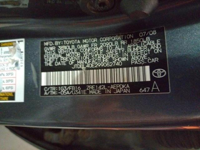 Photo 10 from auction – 2009 TOYOTA COROLLA BA with VIN JTDBL40E299062740