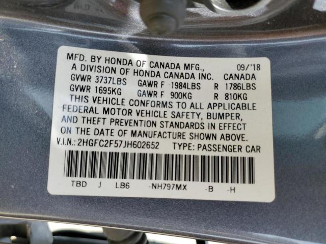 Photo 10 from auction – 2018 HONDA CIVIC LX with VIN 2HGFC2F57JH602652
