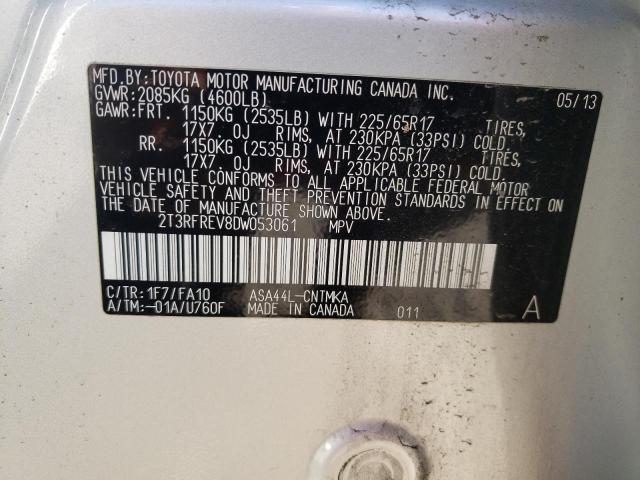 Photo 10 from auction – 2013 TOYOTA RAV4 XLE with VIN 2T3RFREV8DW053061