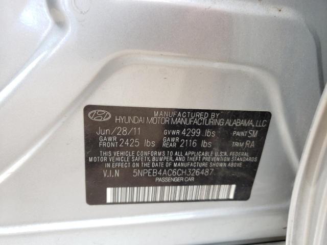 Photo 10 from auction – 2012 HYUNDAI SONATA GLS with VIN 5NPEB4AC6CH326487
