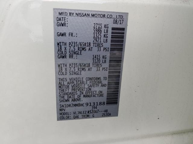 Photo 10 from auction – 2017 NISSAN PATHFINDER with VIN 5N1DR2MM8HC913188