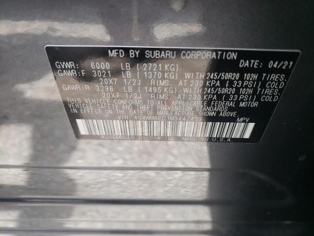Photo 10 from auction – 2021 SUBARU ASCENT PRE with VIN 4S4WMAED1M3447453