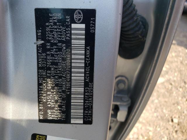 Photo 10 from auction – 2007 TOYOTA CAMRY CE with VIN 4T1BE46K77U004670