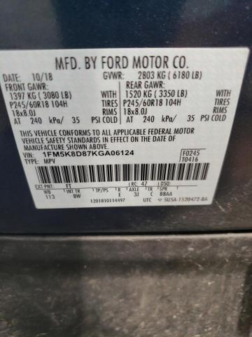 Photo 10 from auction – 2019 FORD EXPLORER X with VIN 1FM5K8D87KGA06124