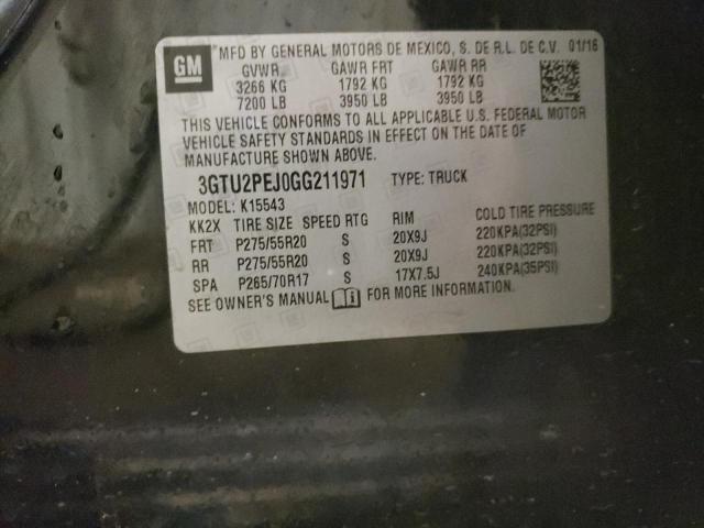Photo 10 from auction – 2016 GMC SIERRA K15 with VIN 3GTU2PEJ0GG211971