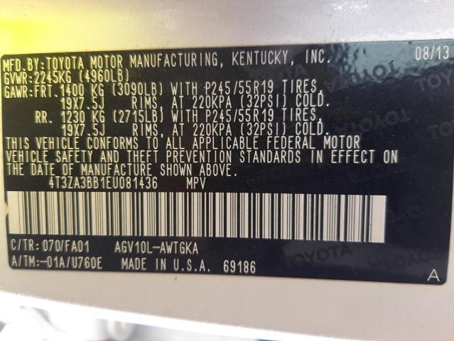 Photo 10 from auction – 2014 TOYOTA VENZA LE with VIN 4T3ZA3BB1EU081436