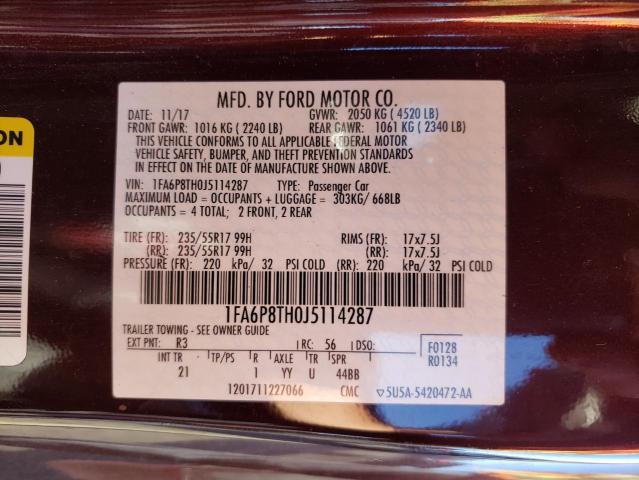 Photo 10 from auction – 2018 FORD MUSTANG with VIN 1FA6P8TH0J5114287