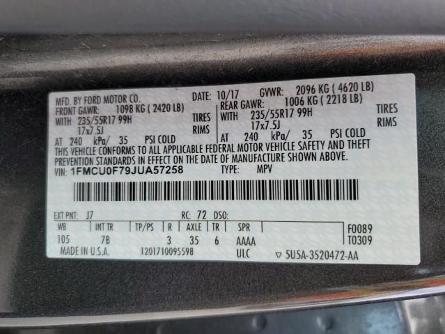 Photo 10 from auction – 2018 FORD ESCAPE S with VIN 1FMCU0F79JUA57258