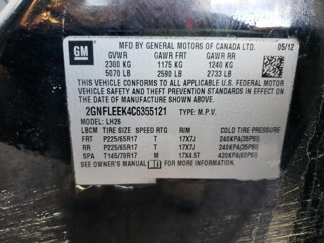 Photo 10 from auction – 2012 CHEVROLET EQUINOX LT with VIN 2GNFLEEK4C6355121