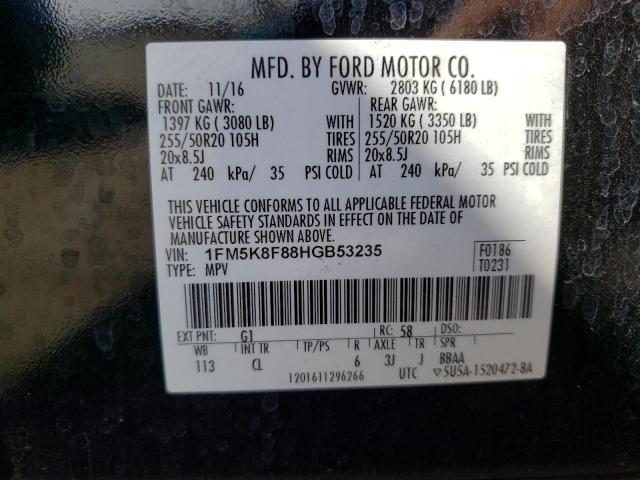 Photo 10 from auction – 2017 FORD EXPLORER L with VIN 1FM5K8F88HGB53235