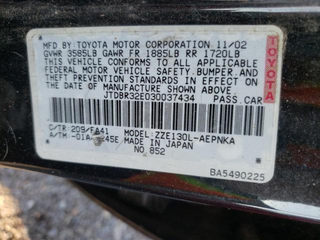 Photo 10 from auction – 2003 TOYOTA COROLLA CE with VIN JTDBR32E030037434